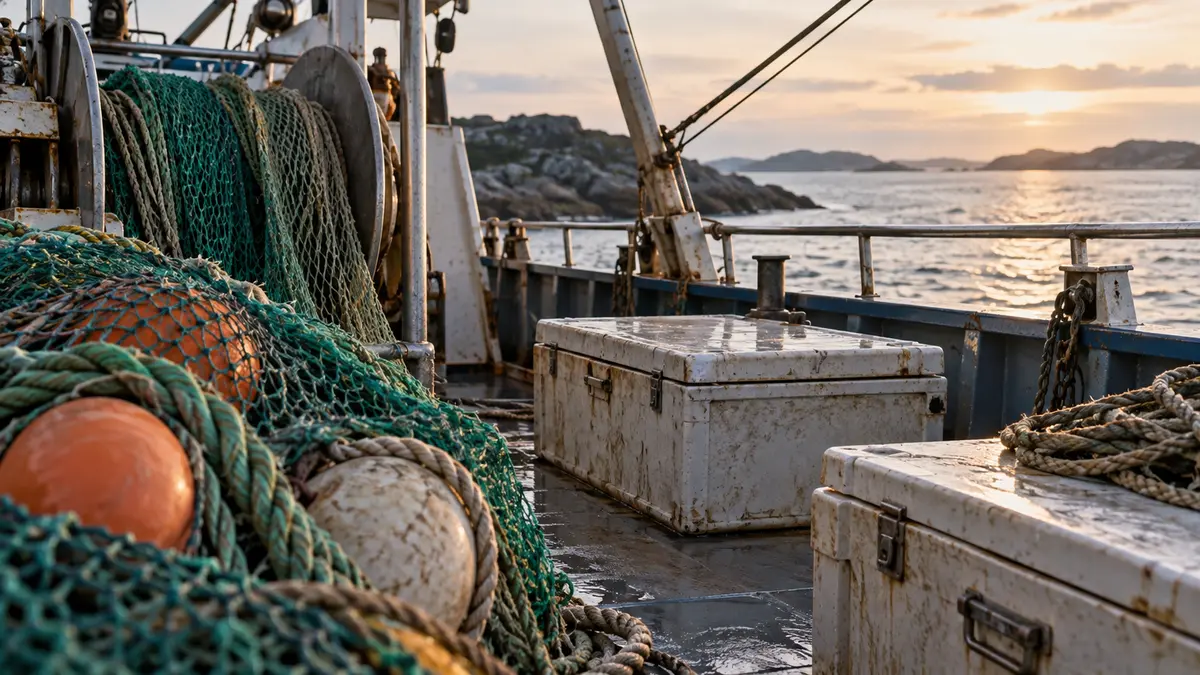 Fishing vessel deck and working equipment