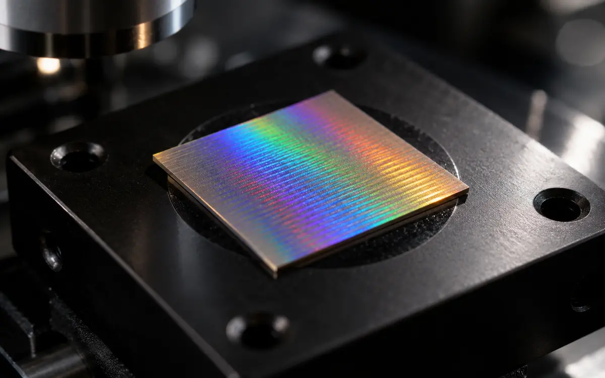 Optical research sample under inspection light