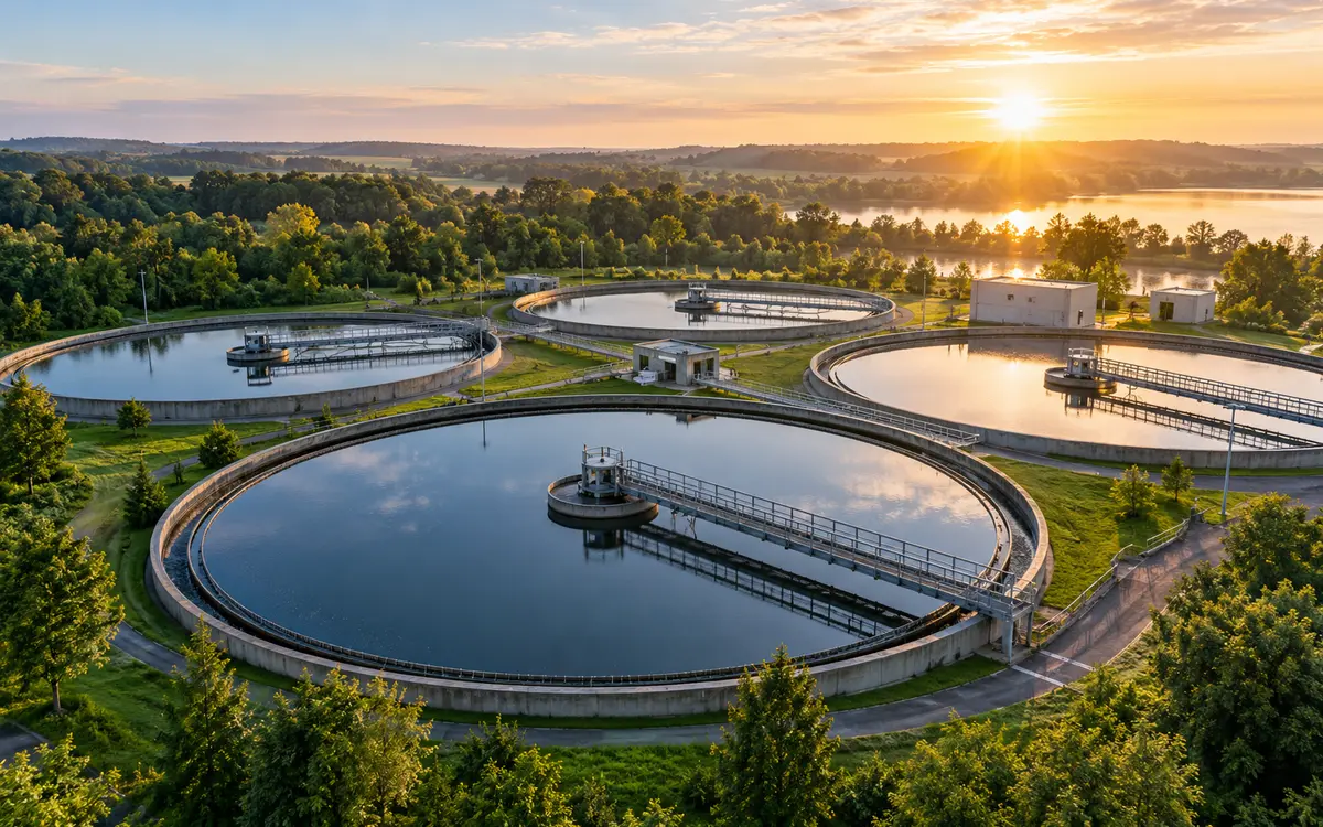 Treatment basins within wastewater infrastructure