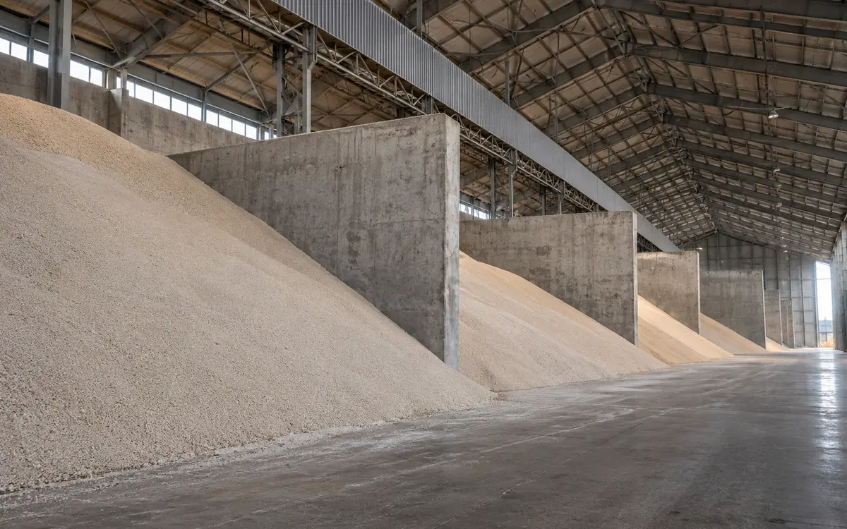 Covered fertilizer storage