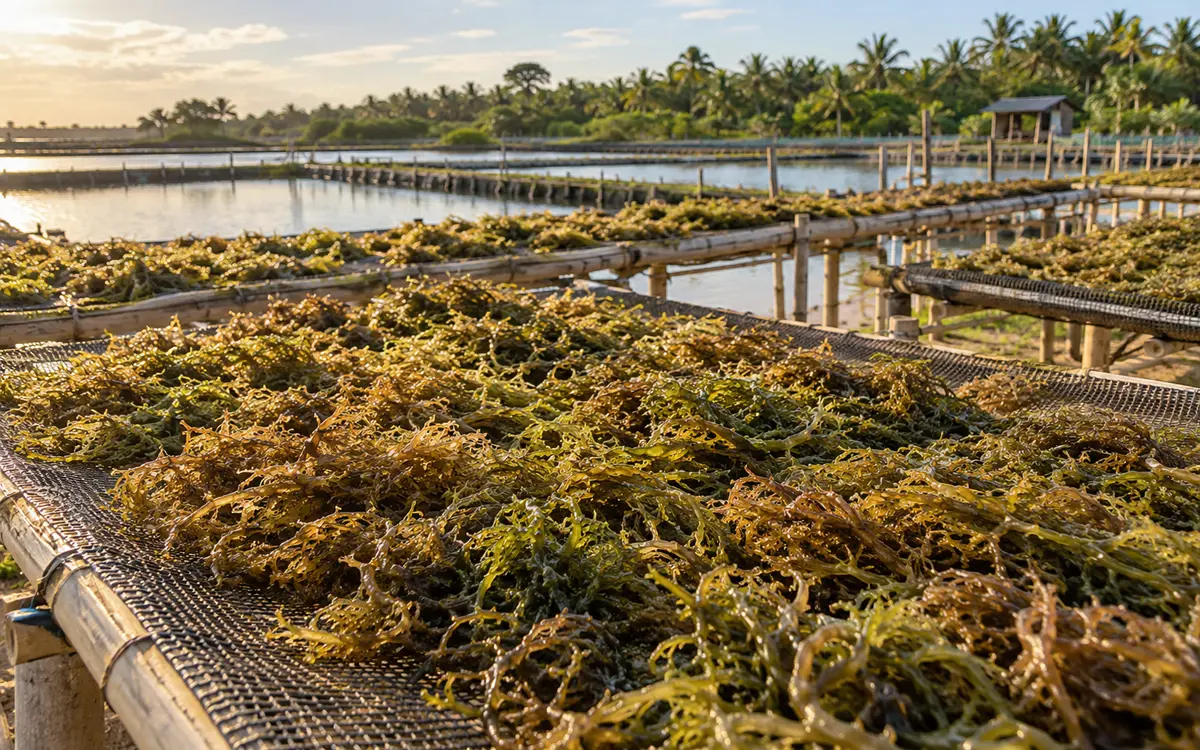 Seaweed drying after harvest