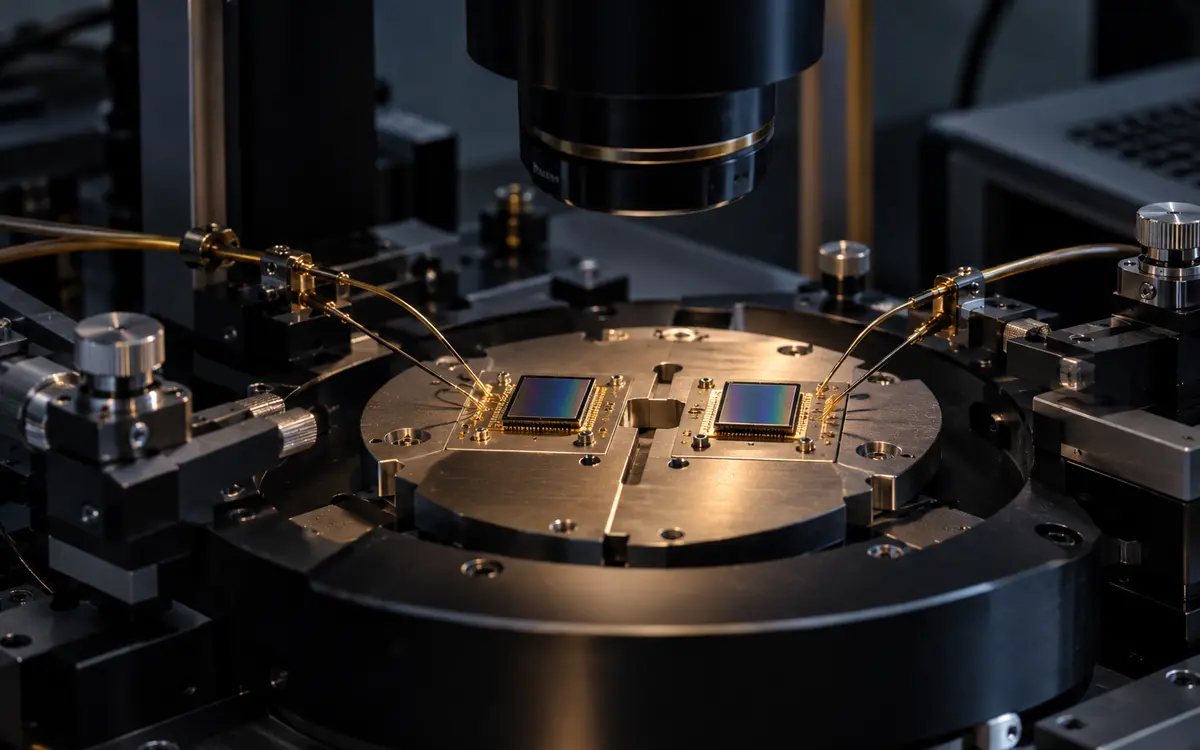 Silicon sensor samples in a test fixture
