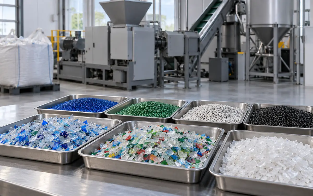 Polymer materials from industrial recycling